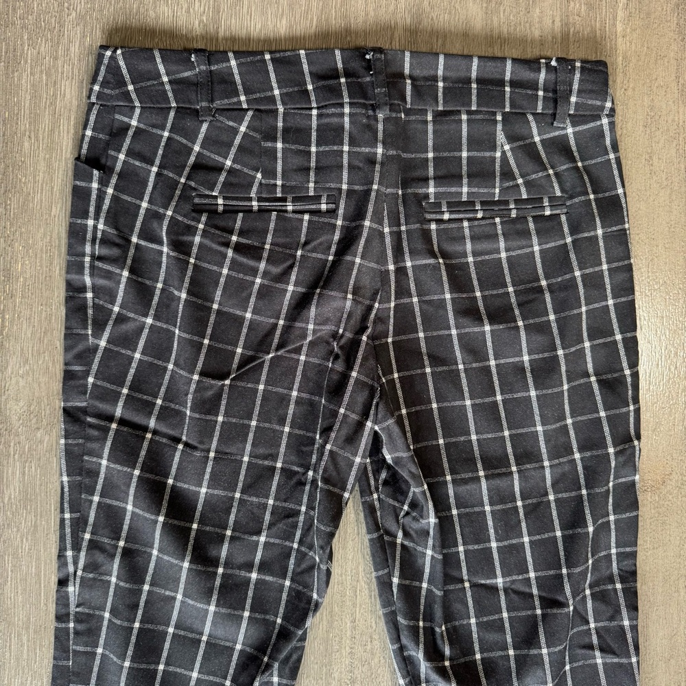 Black And White Gingham Skinny Pants Cuffs M - Picture 3 of 9